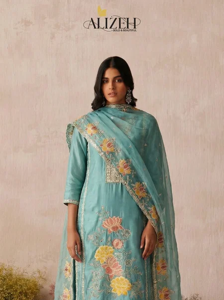 7073 To 7076 By Alizeh Shimmer Silk Kurti With Bottom Dupatta Wholesalers In Surat